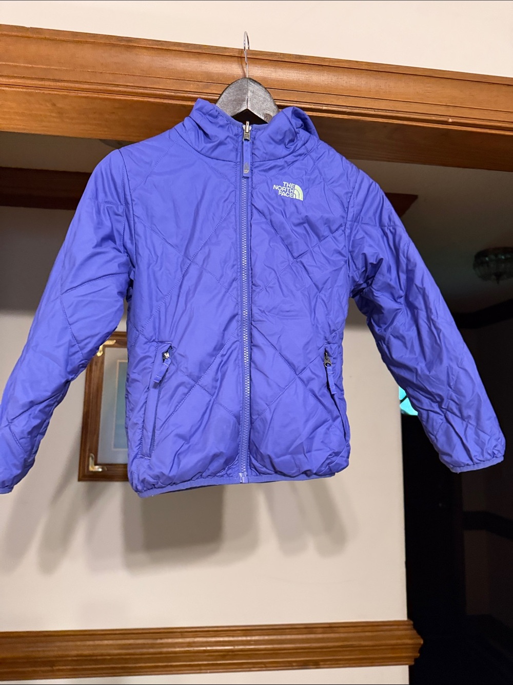 The North Face Bright Purple Reversible Quilted Hooded Jacket